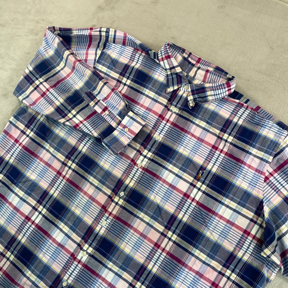 Polo Ralph Lauren Oxford Shirt Men 4XB Big Blue Pink Plaid OCBD Flesh Pony $138
